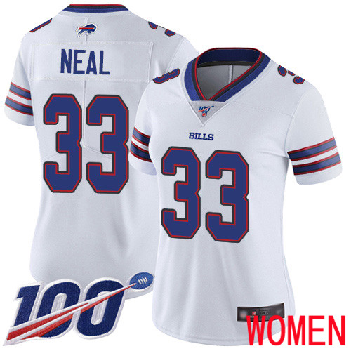 Women Buffalo Bills #33 Siran Neal White Vapor Untouchable Limited Player 100th Season NFL Jersey